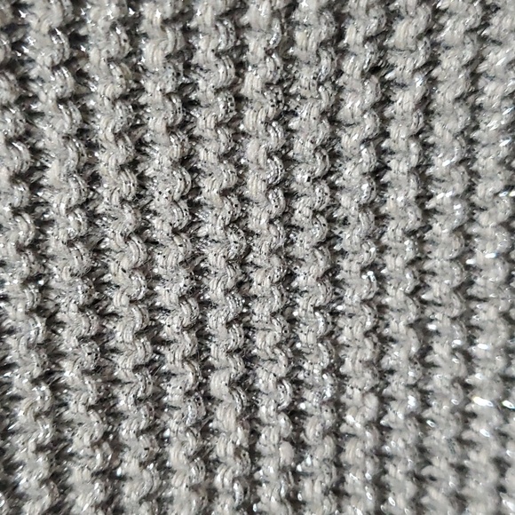 ZARA SILVER SHIMMER METALLIC GRAY KNIT DRESS SIZE LARGE - Picture 4 of 11